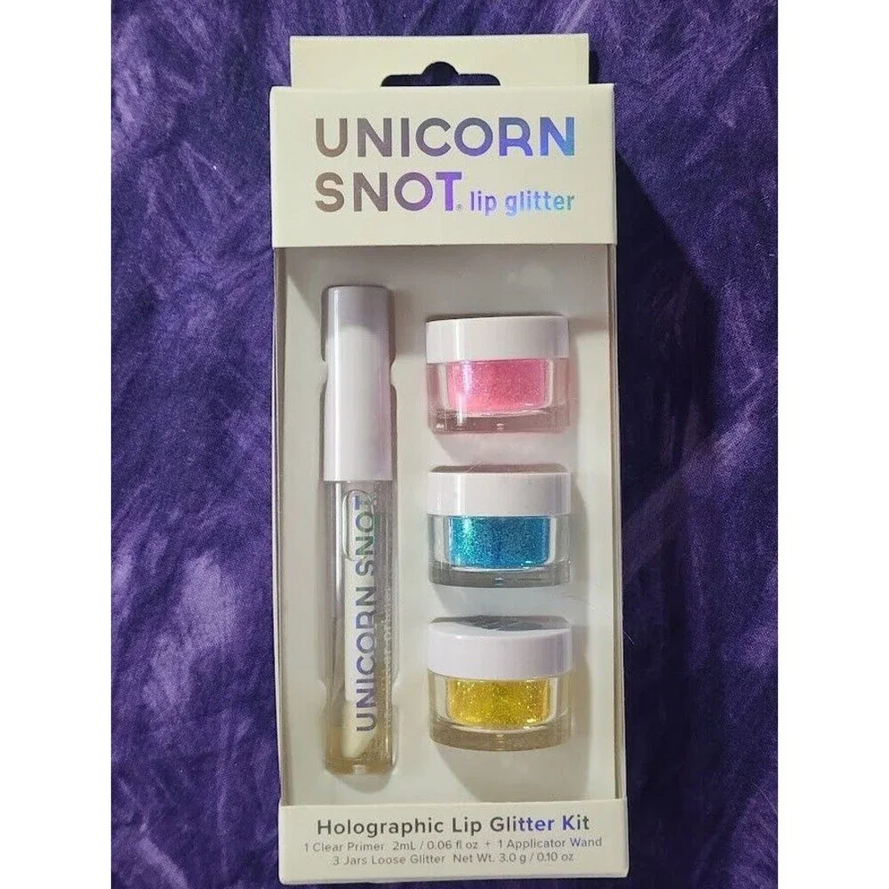 UNICORN SNOT Holographic Lip Glitter Kit Gloss 3 Glitter Colors Vegan Longwear